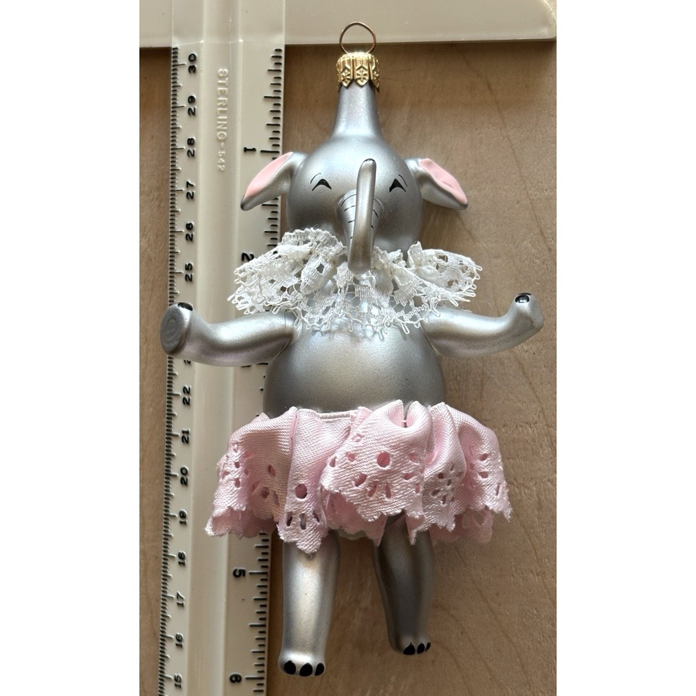 De Carlini Christmas Ornament Mimi Ruffletrunk Rare Italy Pink Eyelet Good Luck